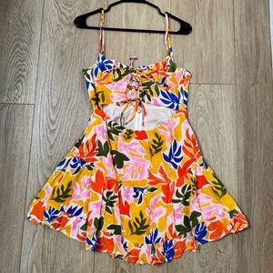 Olivaceous Floral cut out dress size M
